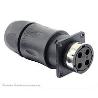 Ổ cắm mặt bích vuông, có nắp bảo vệ cáp, cho 4 tiếp điểm cái, chuẩn IP68/69K Eaton Souriau-Sunbank UTGX0JC124S