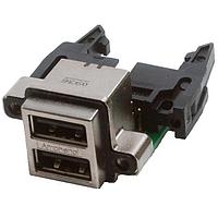 Amphenol Commercial Products MUSB-C211-30 USBタイプAコネクタ USB RECPT ON PCB RA IP67 DUAL A CBL HDER