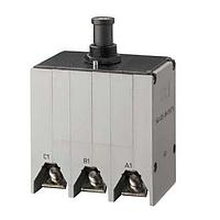 E-T-A Circuit Breakers 5140-G133-J2M1-M6S0TN-50A Thermal Three pole, aircraft style thermal circuit breaker with trip-free mechanism and push/pull on/off manual actuation. An indicator band on the push button clearly shows the tripped/off position. Threadneck panel mounted, available in metric and US confi