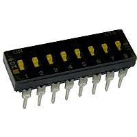 CTS Electronic Components 209-8LPSTD ສະວິດ DIP ຜ່ານຮູ, ສະວິດ DIP ທອງ, 8-ຂາ, ຕົວກະທົບຮູບແບບຕ່ຳ, ການປິດກາງລຸ່ມ, ການປິດດ້ວຍເຊື້ອກັນ, ແບບຂາສົງກົງ, ກະປ່ອງທູບ