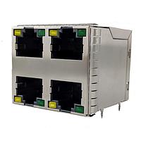 Amphenol Commercial Products RJE4W4887451 스택형 8P8C, Cat5e, 스택형 2x2, 쉴드, LED 포함