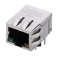 Jack từ tính RJ45 ICM, 1G Base-T, 1x1, Thân ngắn, Tab xuống, 10 chân THT, T+CMC, EMI Finger có chắn, LED, cấp thương mại Taoglas TMJG0801GENL