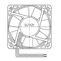 Sunon GF60151B8-1E00U-AE9 Axial Axial Fan, 60x60x15mm, 12VDC, 14.5CFM, 0.09"H2O, Ball, Wire, Auto Restart, IP68