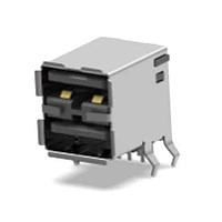 Đầu nối USB Loại A RECP ASSY, góc phải, xếp chồng, xuyên lỗ, USB, AMP Connectors - TE Connectivity 1932522-1