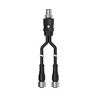 Banner Engineering CSRB-M1240M1242 Sensor Cables / Actuator Cables Splitter M12M to M12F and M12F connectors; 4-pin, Non-Shielded, IP68, AWG 22; Black PUR cord, Straight Connectors; Trunk: 0 m; Branches: 0.6 m