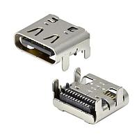 Đầu nối USB Type C USB4 40Gbps Loại cắm kép SMT, Gắn trên mặt, 40 Gbps, PD3.1 (Lên đến 240W) Adam Tech USB-C40-S-RA-CS6-SMT-BK-30-T/R