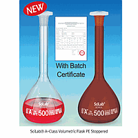 Bình định mức, loại A, màu hổ phách, có nút thủy tinh, 5.000㎖, ±1.2㎖, 34/35 SciLab SL.Fla1371