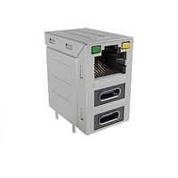 Amphenol Commercial Products RJE36188324CH 모듈형 적층 RJ45 over 2개 USB Type C LED G/Y 15 마이크로 인치 접점 금도금