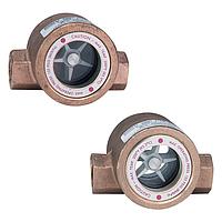Dwyer SFI-360-1-1/4 Sight Flow Indicators, Brass/316 SS, Single/Double Windows, Rotating Impellers (Double Window, Flapper, Bronze Body, 1 1/4 in, Horizontal)