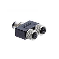 Amphenol LTW YA-D04M-D04F-D04F-01 RF Adapters - Between Series Circular Metric Connector, Y Adaptor, Metal, D Coding, 4A, 04 pins, (End 1) Male Male, (End 2) Female Female, (End 3) Female Female, Screw Thread, IP68 Mated