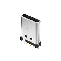 GCT (Global Connector Technology) USB4180-03-0120-C Charging USB-C Plug, Vert, H11mm, SMT, No Latches, 6pin, 1.2mm stakes