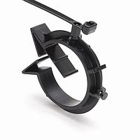 HellermannTyton 156-01345 Cable Ties with Mounts 1-Pc Cable Ties with Pipe Clip, 6.0" Long, Attaches to Diameter 1.2" - 1.5", PA66HS, Black, 250/pkg