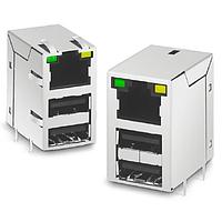 Đầu nối RJ45 USB USB/RJ45 THT COMBO GIGABIT Pulse Electronics JW0-0013NL