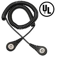 Desco 9190 静電気防止制御製品コード、コイル、バナナ、黒、PVC 6フィート、4mm から直角バナナ、1メガ