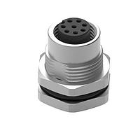 Wurth Elektronik 643160100608 Receptacles WRCIRC M12  Screw  Coding A   Panel Solder Bucket Metal with Front Panel Nut PG9  Female connector, polarity 8