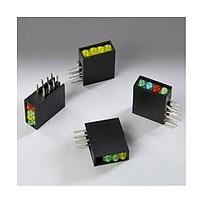 BIVAR H485CYGRYD-RP LED Circuit Board Indicators LED Assembly, Right Angle, 1.8mm LED, Quad-Level, 1 Station, Green, Red, Yellow, Diffused Lens, Reverse Polarity.