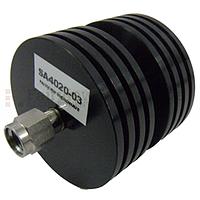 Fairview SA4020-03 3 dB Fixed Attenuator 2.92mm Male To 2.92mm Female Up To 40 GHz Rated To 10 Watts With Black Aluminum Heatsink Body