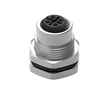 Ổ cắm WRCIRC M12 Vít Mã hóa A Thùng hàn bảng kim loại với đai ốc bảng điều khiển PG9 Đầu nối cái, cực tính 4 Wurth Elektronik 643160100604