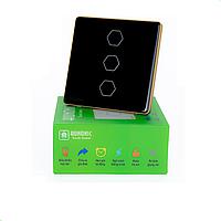 Công tắc cảm ứng WiFi 3 Nút hình vuông HUNONIC HN03SVD (màu Đen)