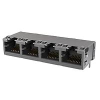 Amphenol Commercial Products RJE484881101 Connectors Low Profile CAT5E RJ45 - 4 Port without LED, Shielded with EMI Tabs