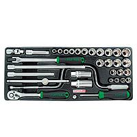 TOPTUL GCAT3403-  34PCS - 3/8inch DR. Flank Socket Set (METRIC & SAE)