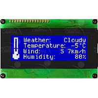 Mô-đun Màn hình Ký tự LCD 20x4 Chữ trắng Nền xanh Dương Điện áp Ngoài Không phím LCD Matrix Orbital LCD2041-WB-V