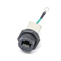 Amphenol LTW RCP-5SPFFH-TCU7002 Circular Backshell RJ, Middle Size, Plastic, 1.5A, Cat 5e, Circular, 3 Points Lock, Jack 180  (Horizontal), Receptacle, IP67 Unmated