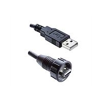 Đầu nối USB Loại A USB, Loại A 2.0, Kim loại, 1.5A, Đầu nối cái, Thẳng đến thẳng, Ren vít, Đầu đôi bọc ngoài, Chiều dài 4000mm, IP67 Amphenol LTW USA20FL-NAML-SA004