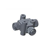 Amphenol LTW TA-A05F-A05F-A05F-01 T-Adapter Circular Metric Connector, T Adaptor, Metal, A Coding, 4A, 05 pins, (End 1) Female Female, (End 2) Female Female, (End 3) Female Female, Screw Thread, IP68 Mated