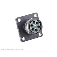 Eaton Souriau-Sunbank UTGX010D6SW Receptacles Square flange receptacle, without backshell, with 6 female PCB contacts, IP68/69K in unmated conditions, keying W