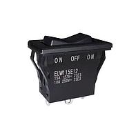 Nidec Components ELW115E12 密閉型ミニチュアロッカーSPDT ON-OFF-ONロッカースイッチ、15A 250V、スナップインパネルマウント、はんだ付けラグ端子