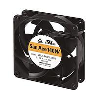 Sanyo Denki 9WL1448P5S001 Axial Fan, 140x140x51mm, 48VDC, Splash/Dust Proof, 100Khr, Ribless, Tach/PWM, IP68