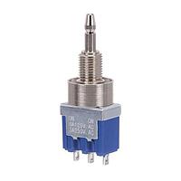 Nidec Components 8P1011-Z 密閉型SPDT、ON-ON、プッシュボタン、1/4"-40 防滴ねじ付きDフラットブッシング、はんだ付け端子、6A @ 125V AC
