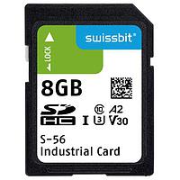 Thẻ SD Công nghiệp, S-56, 8 GB, Flash 3D PSLC, -40°C đến +85°C Swissbit SFSD008GL1AM1TB-I-CE-21Q-STD