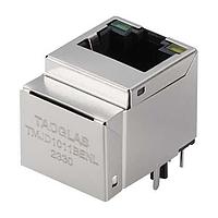 Jack từ tính RJ45 ICM, 10/100 Base-T, 1x1, dọc, 8 chân THT, T+CMC, có chắn, có bước, LED, cấp thương mại Taoglas TMJD1011BENL