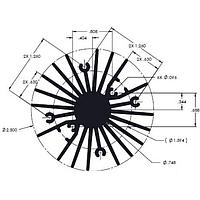 Wakefield Thermal 19755-L-AB W/O ANO LED用ラジアルフィンヒートシンク、ブラックアルマイトなし6インチフィン