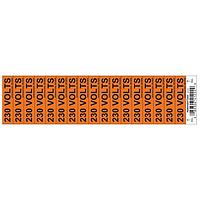 HellermannTyton 596-00955 라벨 전압 마커, 0.50" x 2.25", 230 볼트, 비닐, 오렌지, 17개/카드, 50 카드/팩