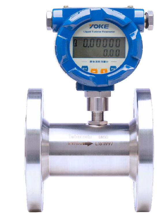 Compact inline turbine flow meter for liquid flow monitoring