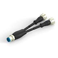 Cáp Cảm Biến / Cáp Bộ Chuyển Động 4 chân PVC 1.5m M12 Y Cái sang 2x M12 FA AMP Connectors - TE Connectivity 1-2273107-4