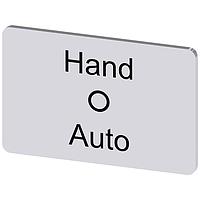 SIEMENS 3SU19000AD810DD0 Labeling Plate, Hand O Auto INSCR. LABEL,SILV 17.5X27MM, HAND O AUTO