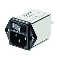 Schaffner FN9264SB-10-06 Inlets IEC Inlet Filter with Dual Pole Switch 250VAC, 10A, <5uA, Faston, Snap-in Vertical