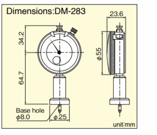 TECLOCK DM-283 ダイヤルデプスゲージ（10mm / 0.01mm）（ラウンドベース）